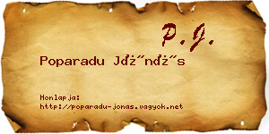 Poparadu Jónás névjegykártya